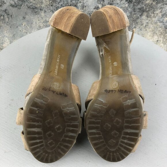 Janet Sport Women's Size 38 Brown Open Toe Studded Back Zip High Heel Sandals - Picture 9 of 13